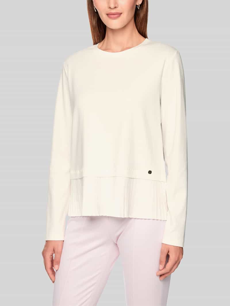 Marc Cain Loose fit shirt met lange mouwen van katoenmix met geplisseerd volantdetail