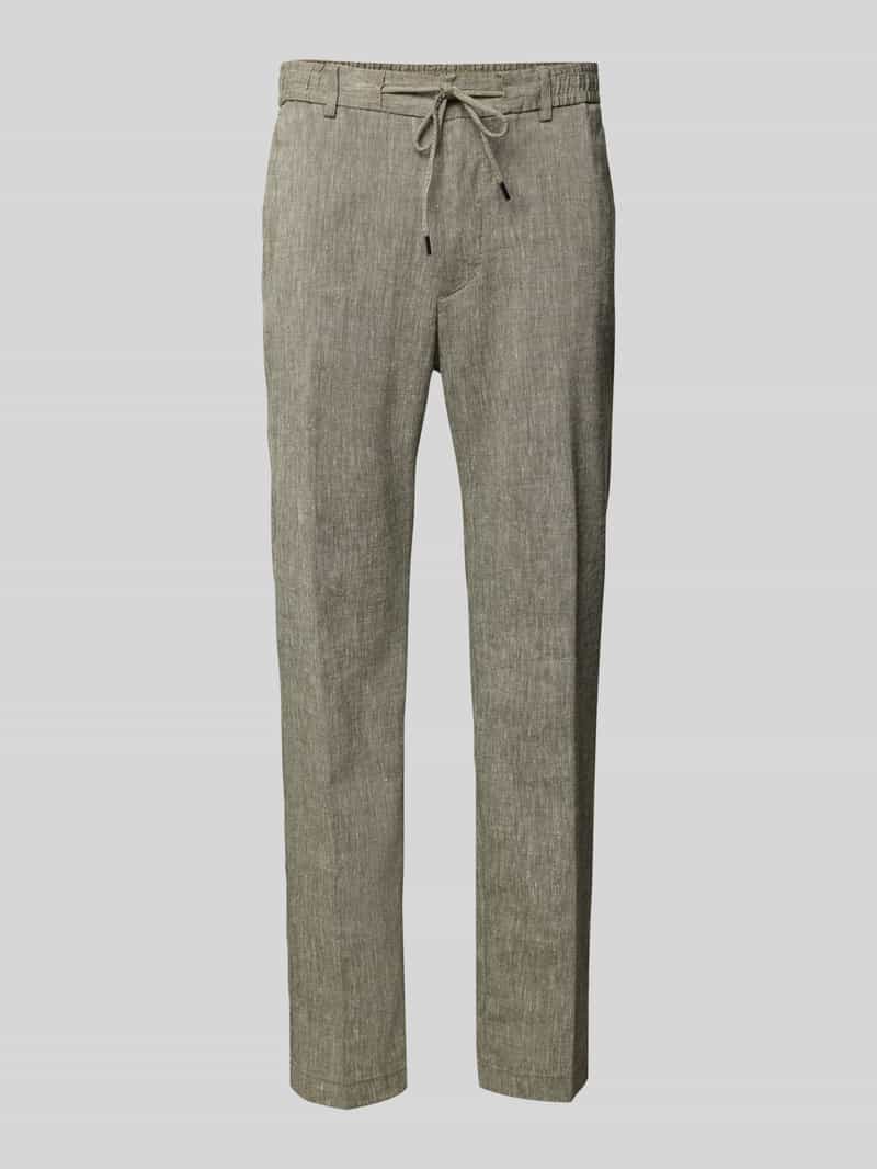 Boss Regular tapered fit linnen broek met tunnelkoord model 'Kane'