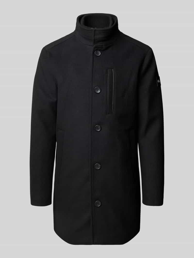 Tom Tailor Regular fit lange wollen jas met opstaande kraag