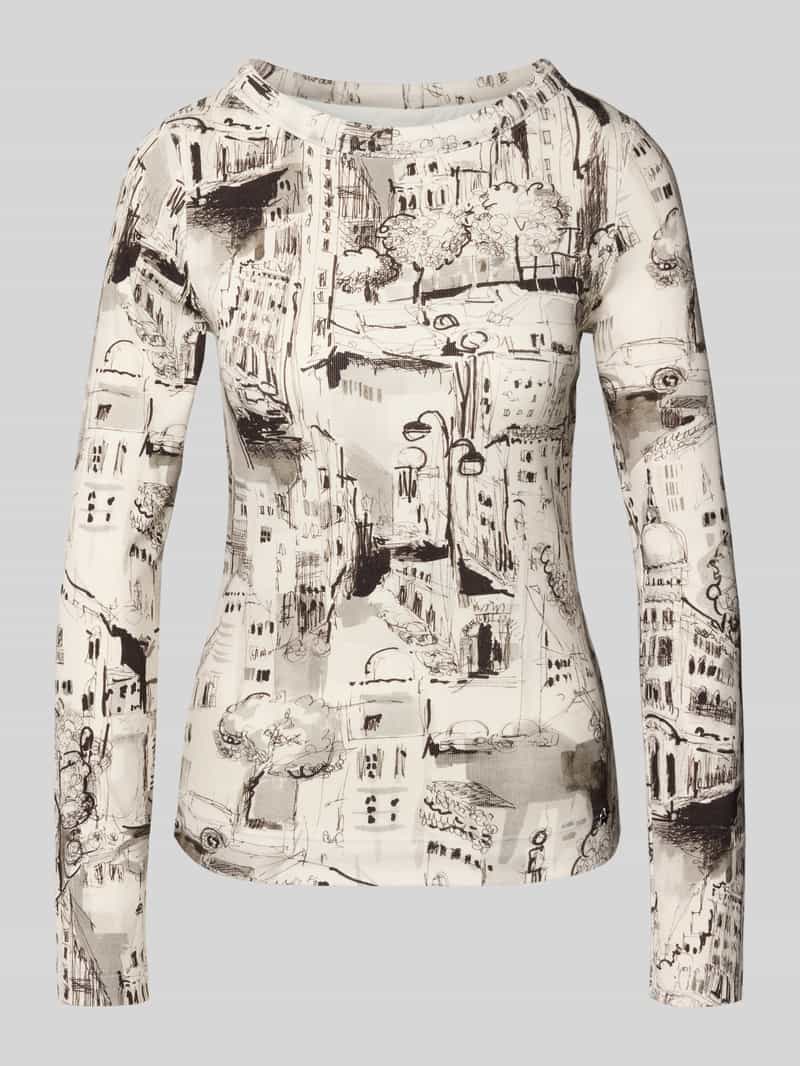 Marc Cain Slim fit shirt met lange mouwen met all-over motiefprint