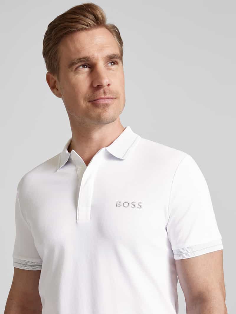 BOSS Green Poloshirt met labelprint model 'Paule'