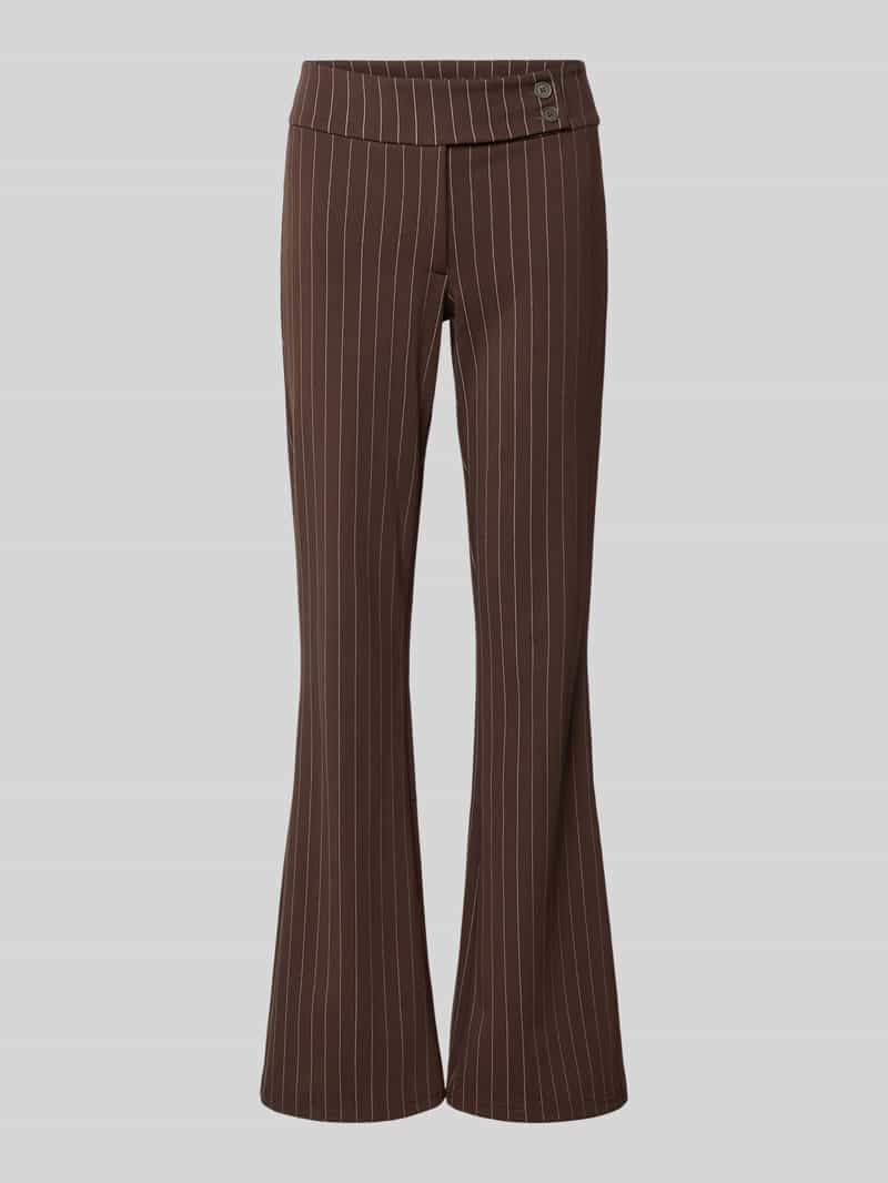 Gina Tricot Flared fit broek van elastische viscosemix met knoopsluiting