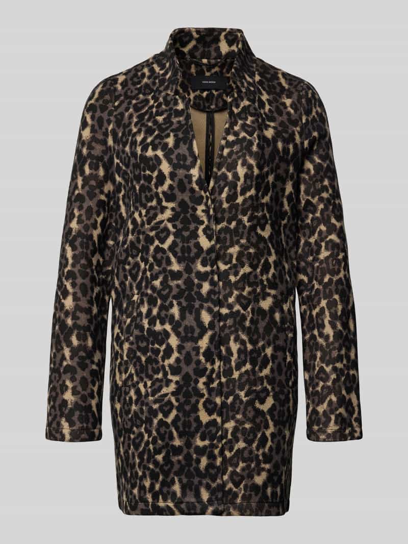 Vero Moda Regular fit lange jas met dierenprint model 'BRUSHEDKATRINELEO'