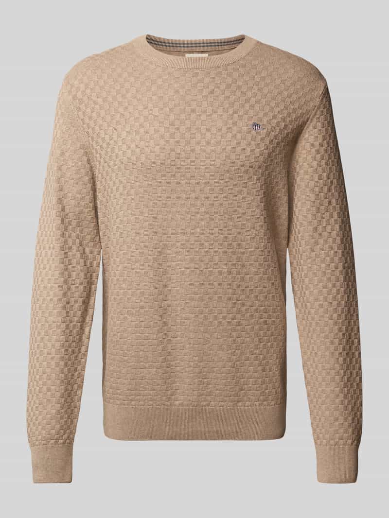 Gant Gebreide pullover met ronde hals en logostitching