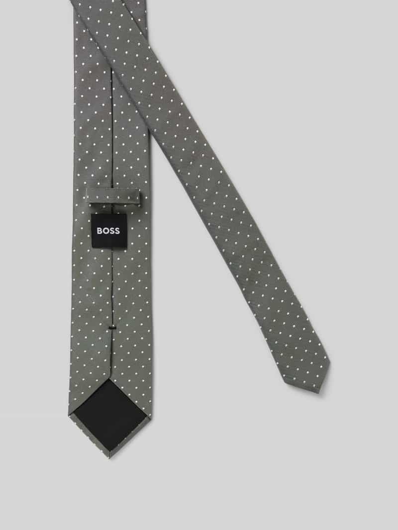 Boss Zijden stropdas met labeldetail