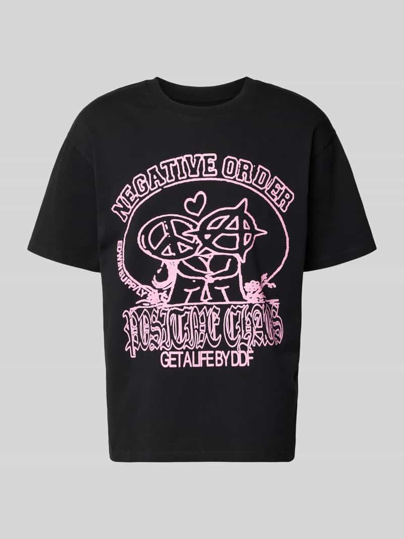 T-shirt met motiefprint model 'POSITIVE CHAOS'
