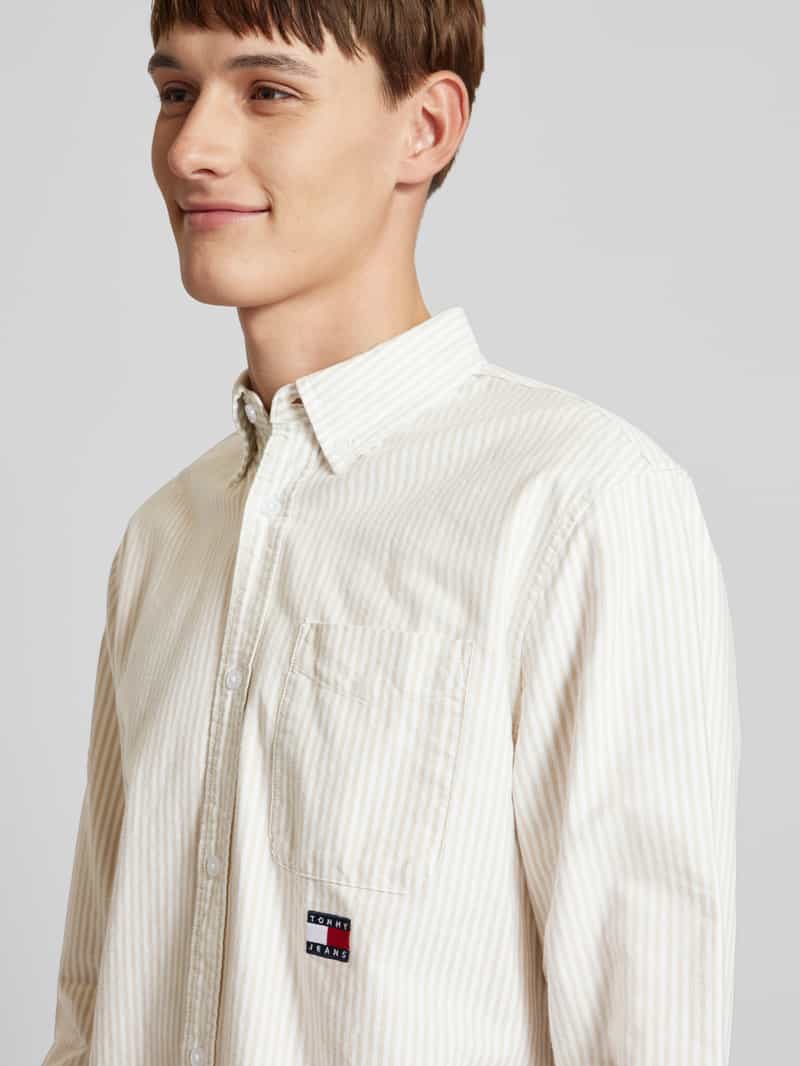 Tommy Jeans Regular fit vrijetijdsoverhemd met labelstitching model 'OXFORD'