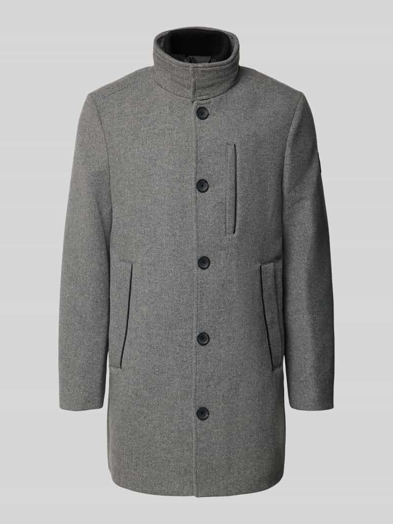 Tom Tailor Regular fit lange wollen jas met opstaande kraag