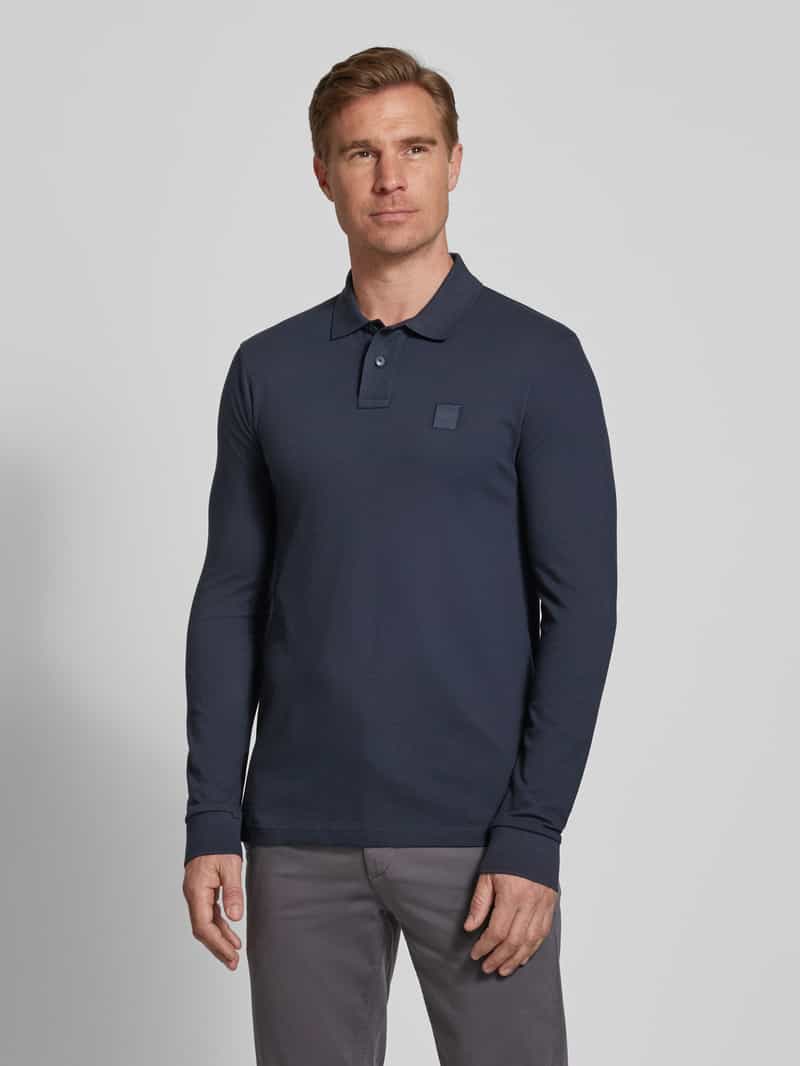 Boss Passerby polo met lange mouw donkerblauw, foto 4