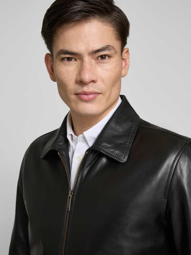 Strellson Leren jack met ritszakken model 'KELLAN'