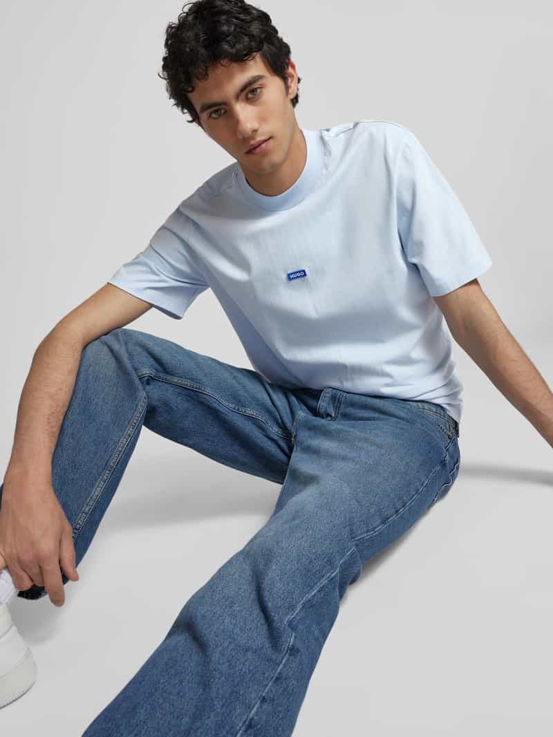 Hugo Blue T-shirt met labeldetail