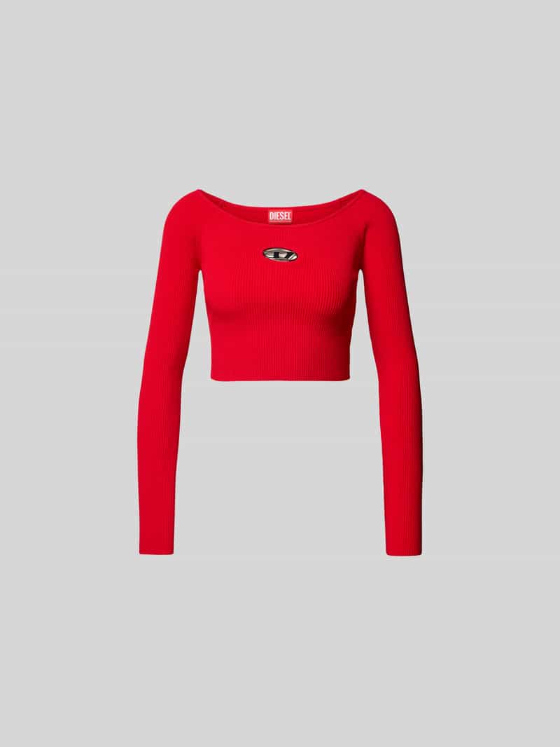 Kort shirt met lange mouwen en labeldetail