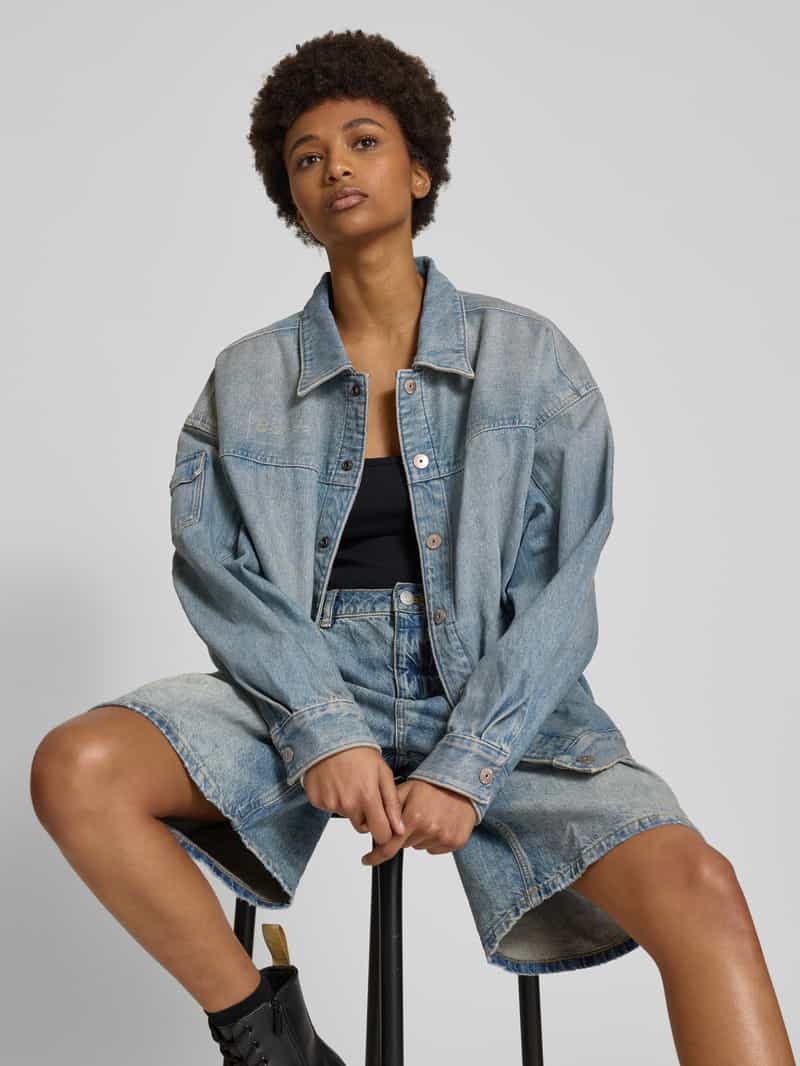 G-Star Raw Trucker-jacket met strookzakken model 'Long Drifter'