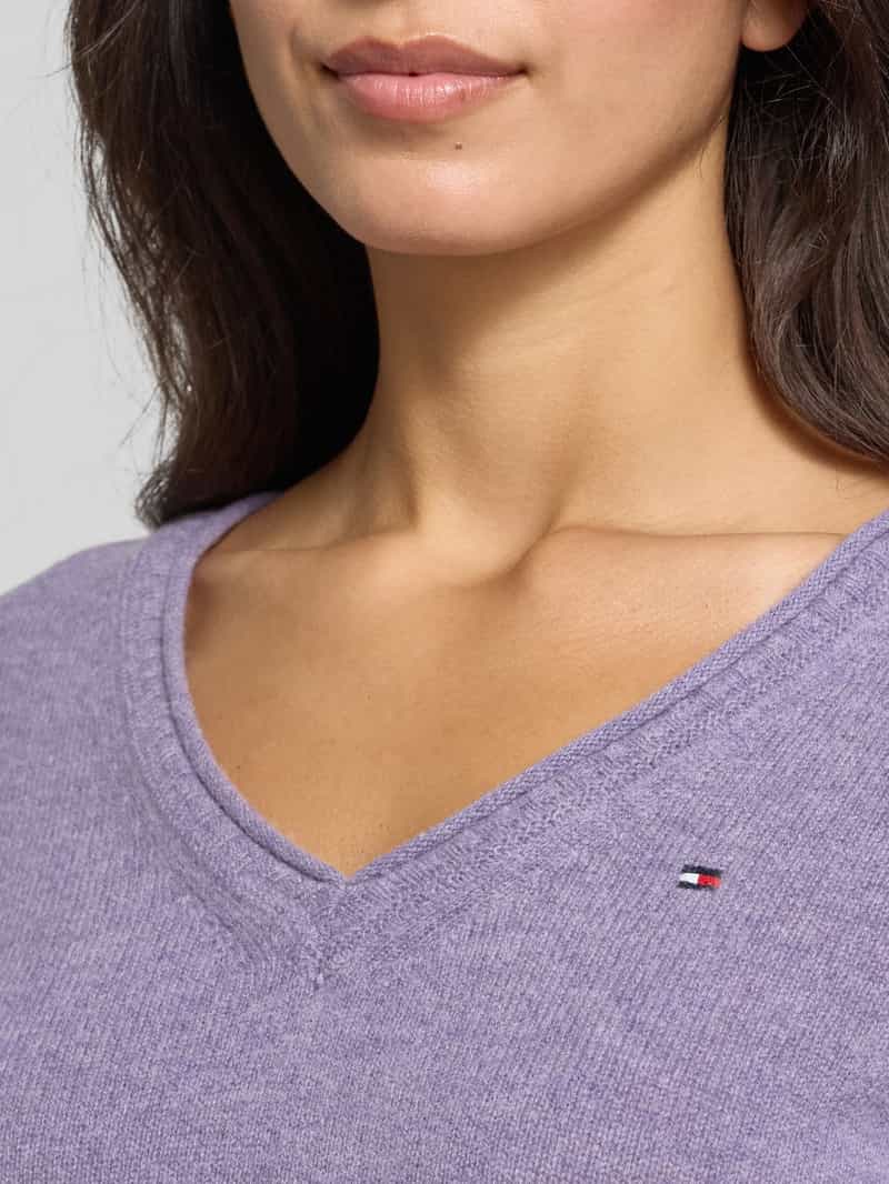Tommy Hilfiger Slim fit gebreide pullover van zuivere wol