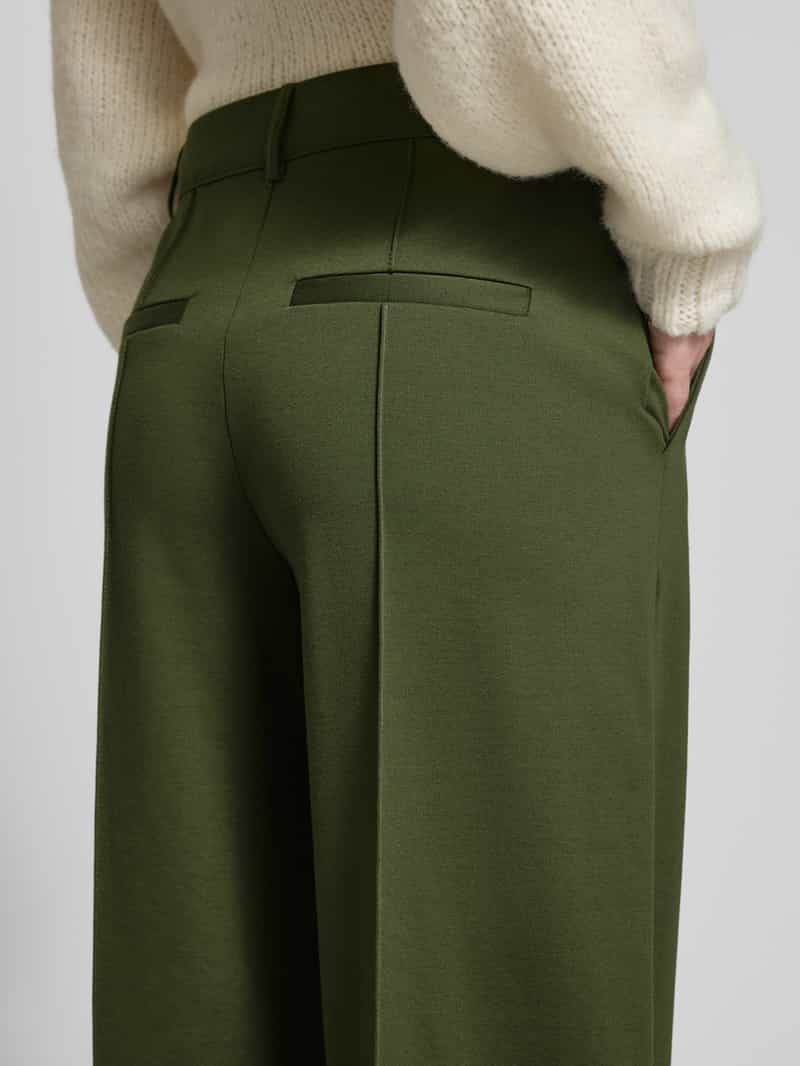 Ichi Wide leg stoffen broek met vaste persplooien model 'KATE'