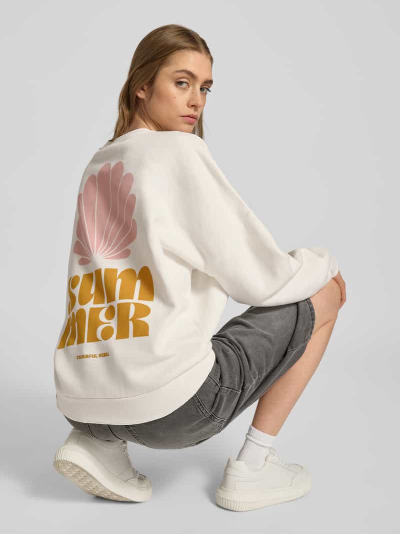 Colourful Rebel Sweatshirt met labelprint model 'Summer Shell'