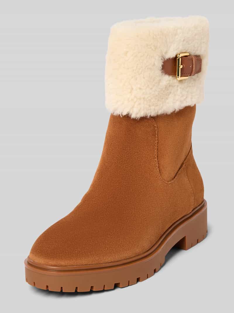 Lauren Ralph Lauren Leren boots met voering van teddybont, model 'ALLYSON'