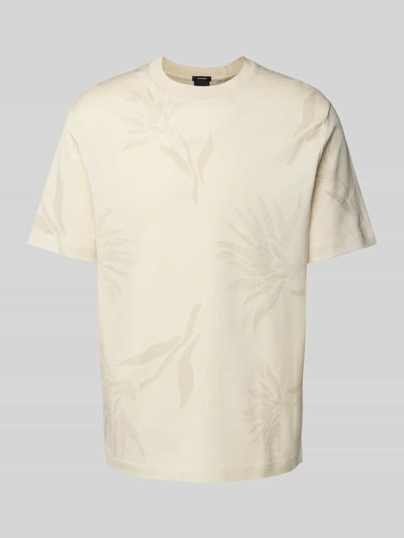 Boss T-shirt met geribde ronde hals model 'Taut'