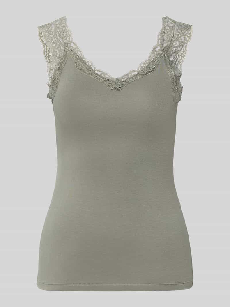 Slim Fit tanktop van viscosemix model 'BARBERA LACE'