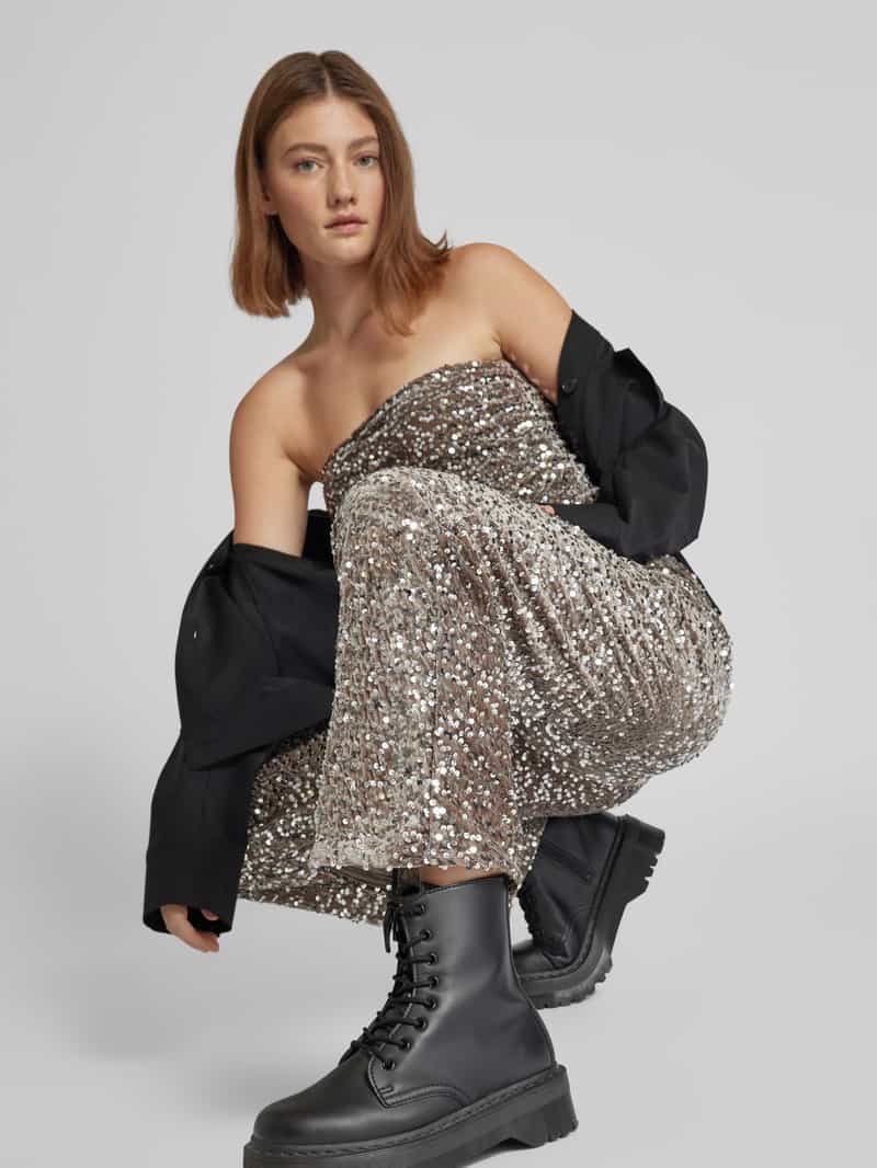 Pieces Relaxed fit wijde broek met pailletten model 'KAM'