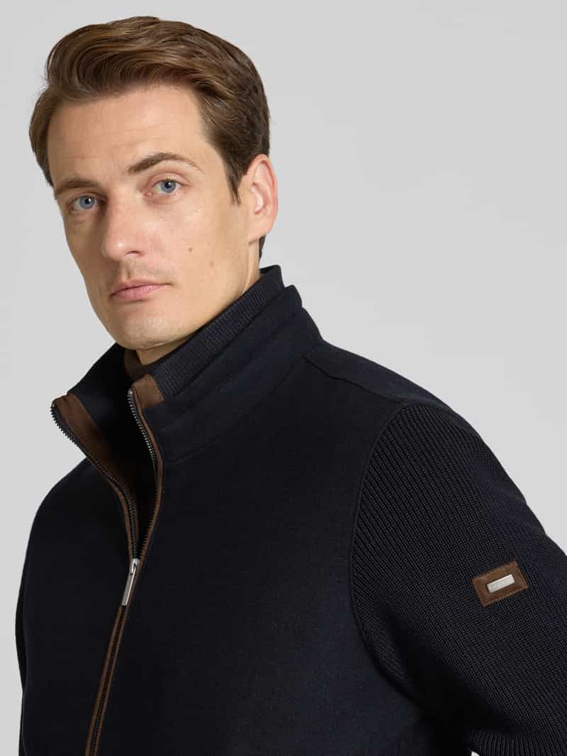 Bugatti Cardigan met bontkraag en ritssluiting