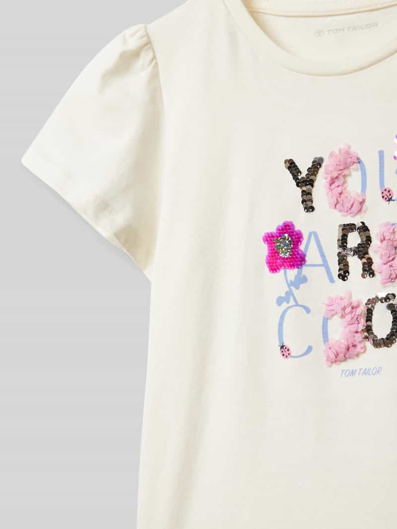Tom Tailor Regular fit T-shirt van puur katoen met interactief design