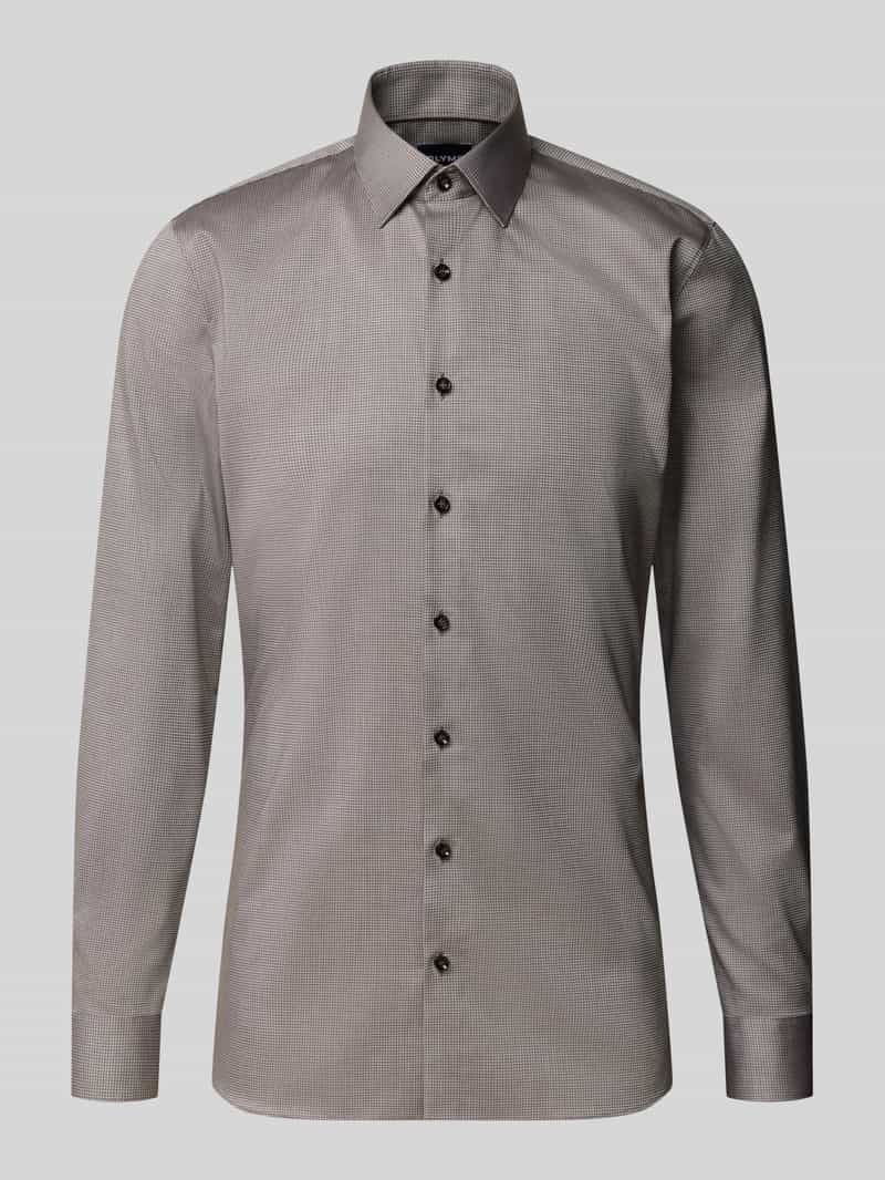 OLYMP No. 6 Six super slim fit overhemd - structuur - bruin - Strijkvriendelijk - Boordmaat: 39 (EU maat: M)