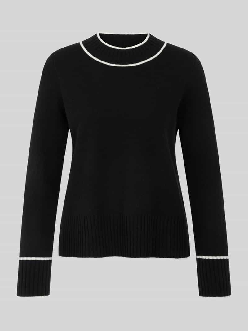 Marc Cain Regular fit pullover van wol alpaca met contrasterende strepen