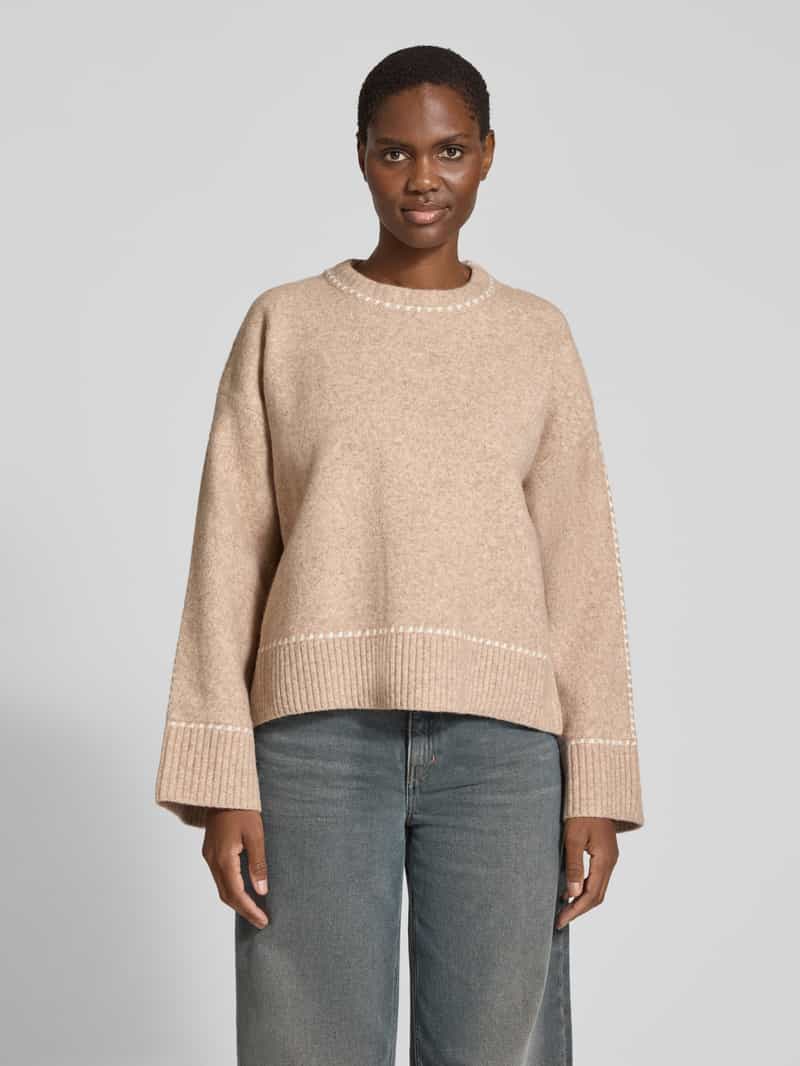 Neo Noir Gebreide pullover met contrastnaden model 'Roeme' beige, foto 3