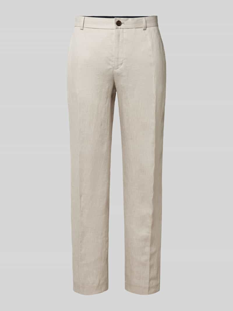 Selected Homme Regular fit pantalon van linnen met persplooien model 'WILL'