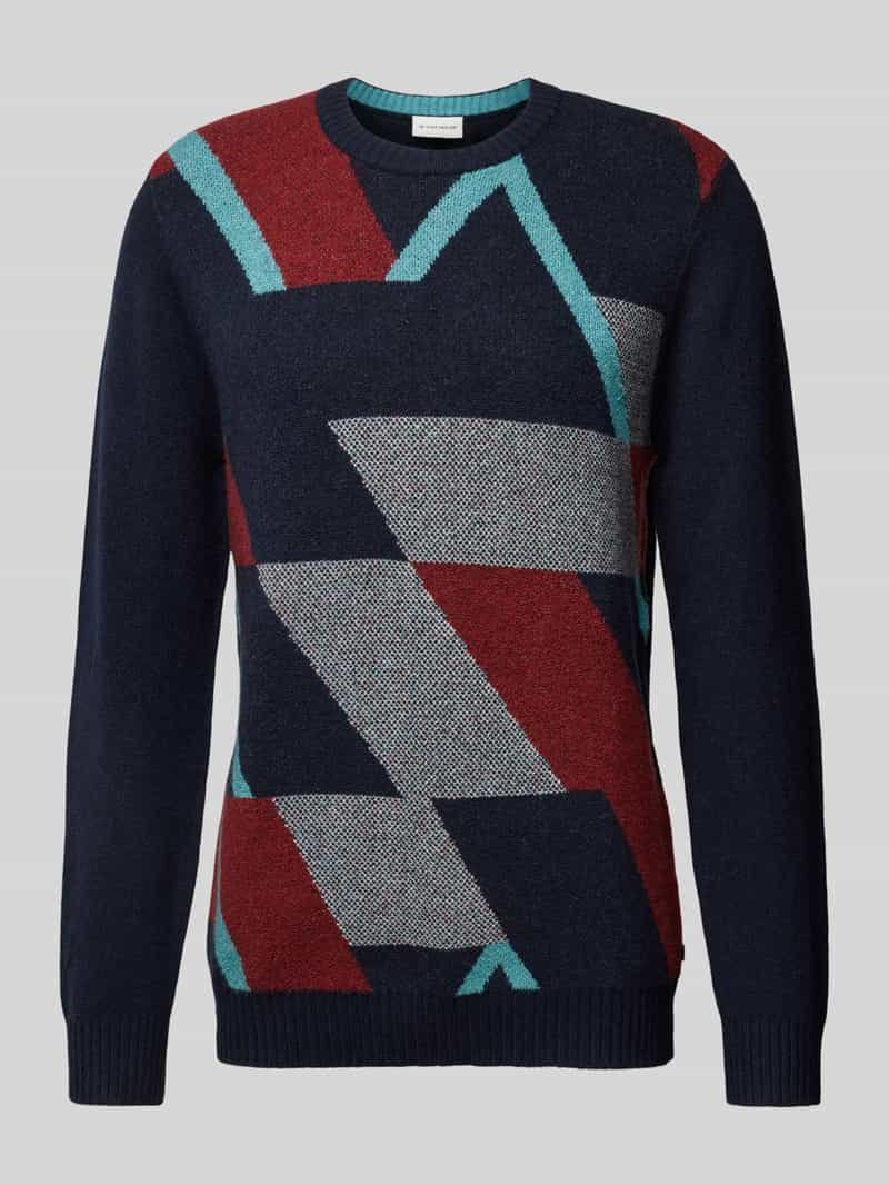 Tom Tailor Regular fit gebreide pullover met wol en meerkleurig, geometrisch motief