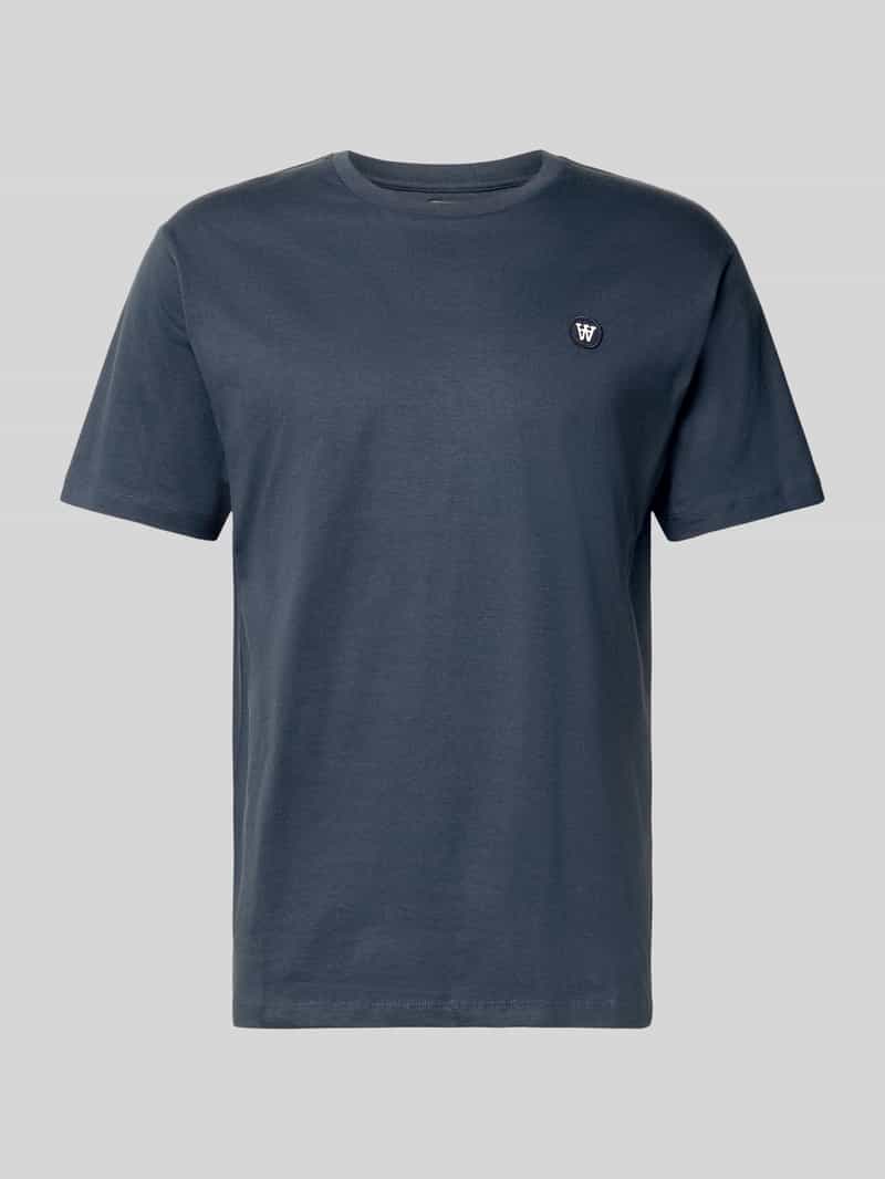 Wood T-shirt met labelstitching en ronde hals