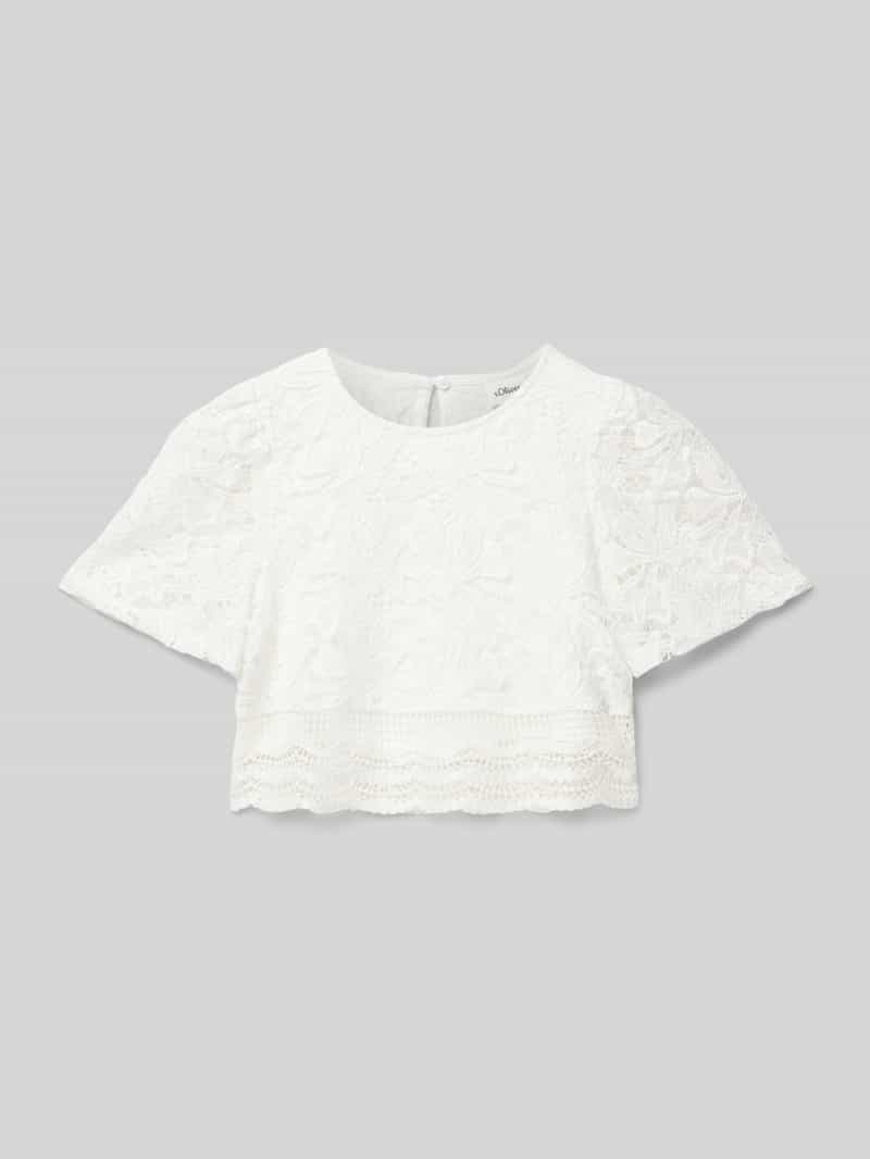 s.Oliver RED LABEL Boxy Fit blouse met korte mouwen met viscosevoering en broderie anglaise