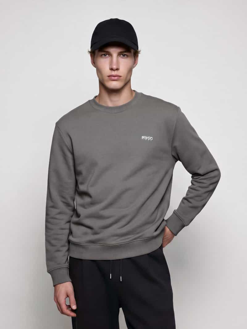 HUGO Blue Regular fit sweatshirt van zuivere katoen model 'Nodacrew'