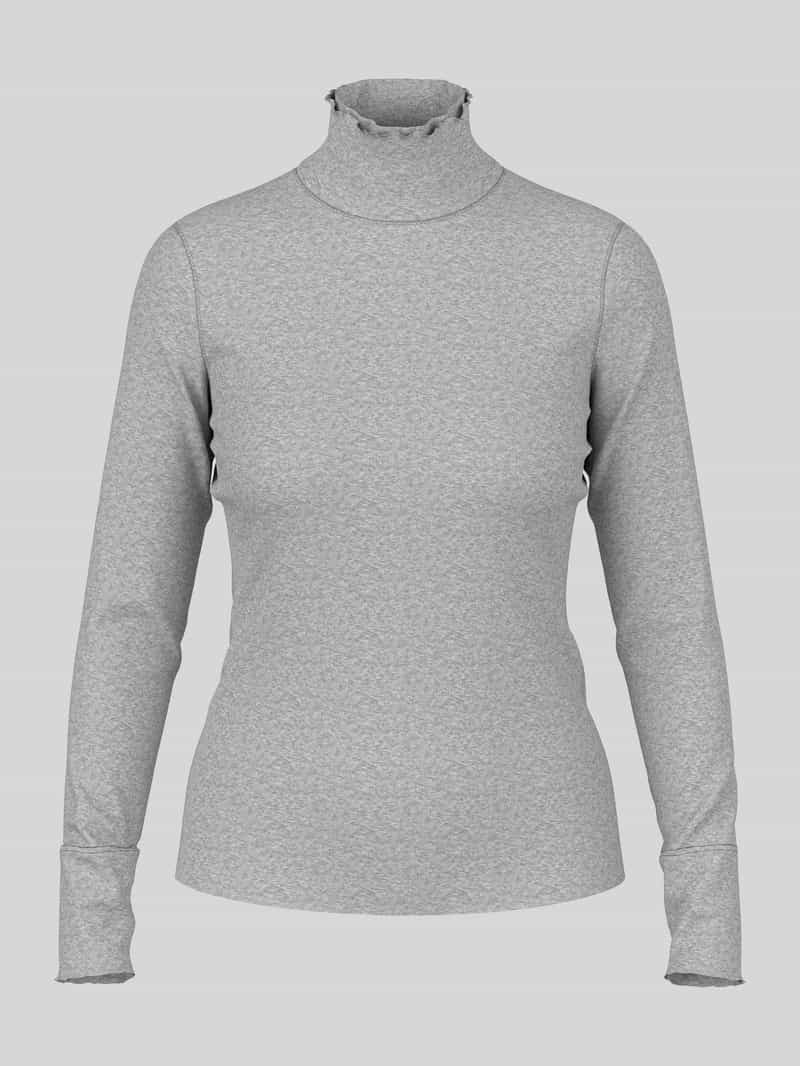 Marc Cain Slim fit shirt met lange mouwen met kraag met ruches