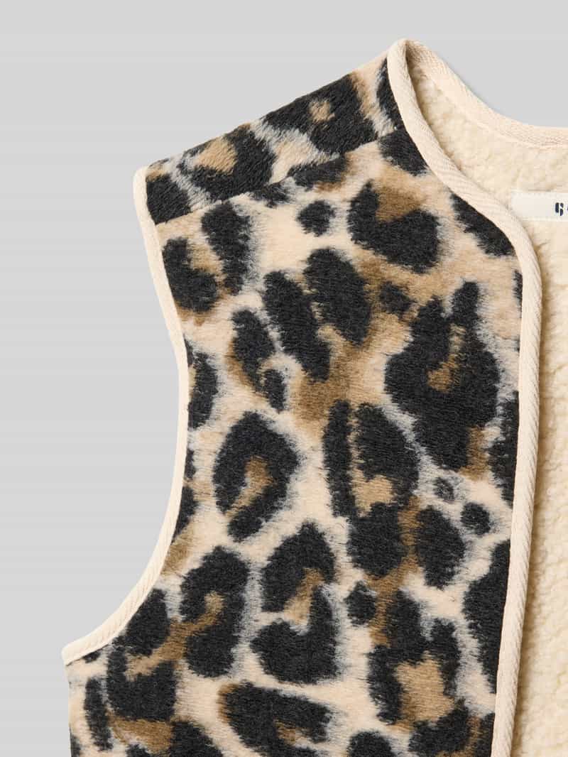 Garcia Regular fit gilet van teddybont met all-over dierenprint