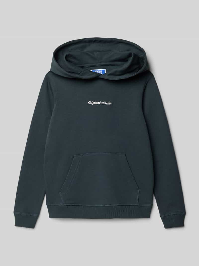 jack & jones Hoodie met labelstitching en kangoeroezak