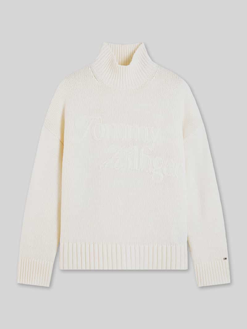 Tommy Hilfiger Col van wol met logo borduursel