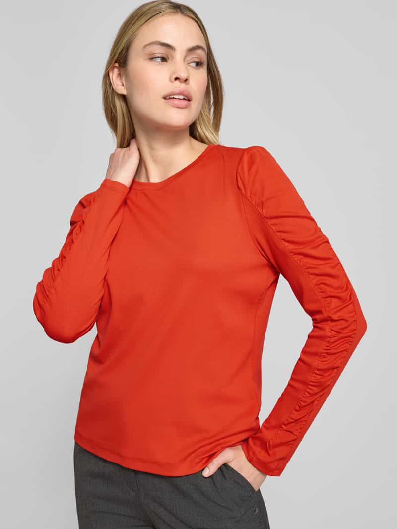 Marc Cain Shirt met lange pofmouwen en ronde hals