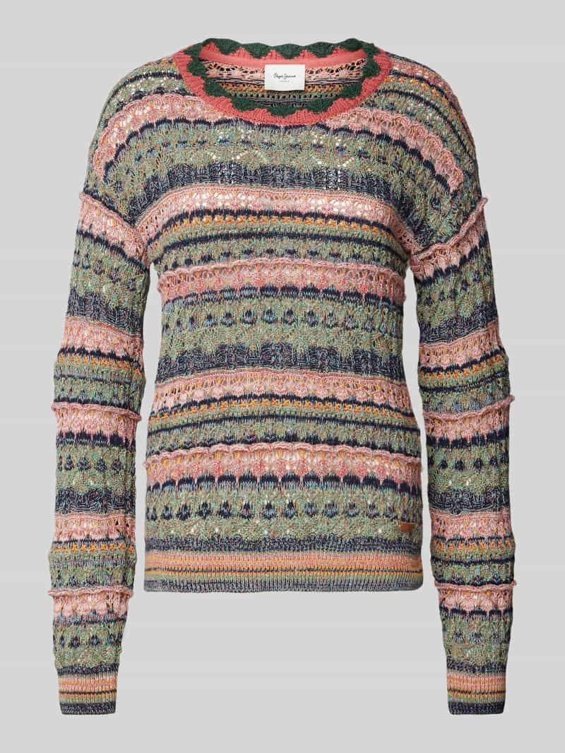 Pepe Jeans Gebreide pullover met ribboorden, model 'NADJA'