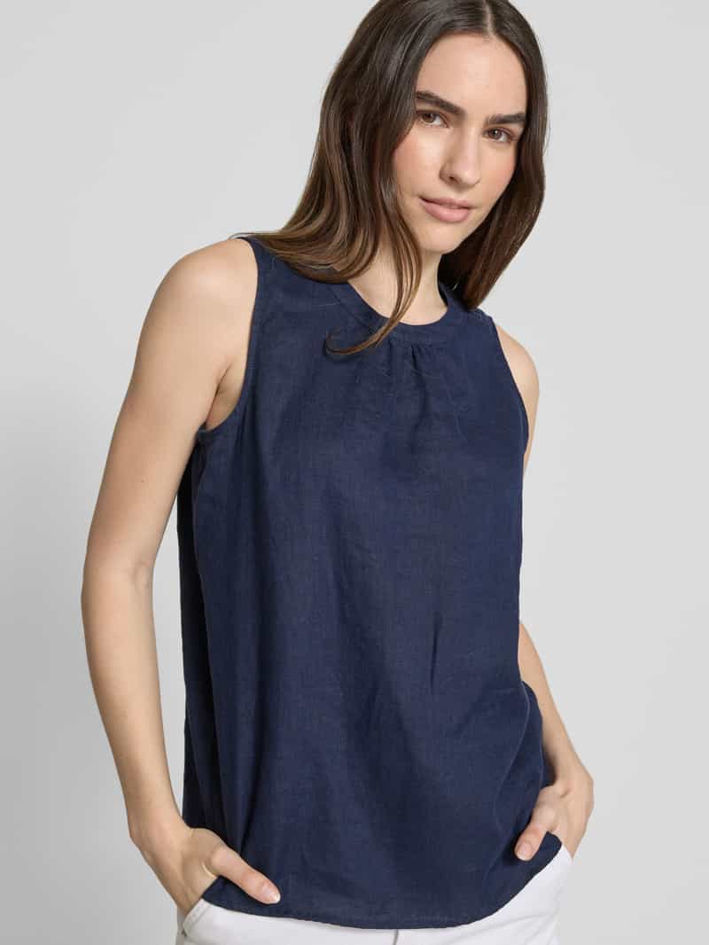 Emily Van den Bergh Relaxed fit linnen blousetop met ronde hals