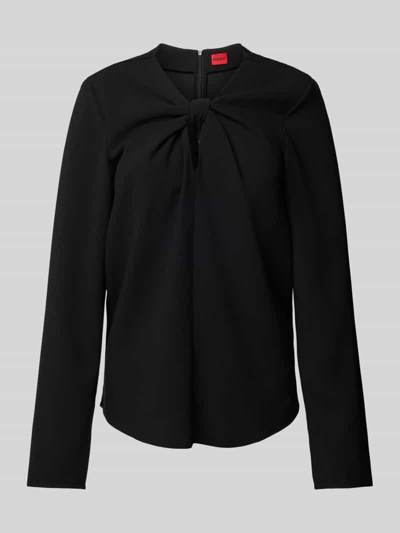 HUGO Regular fit blouse met druppelvormige hals model 'Camola'