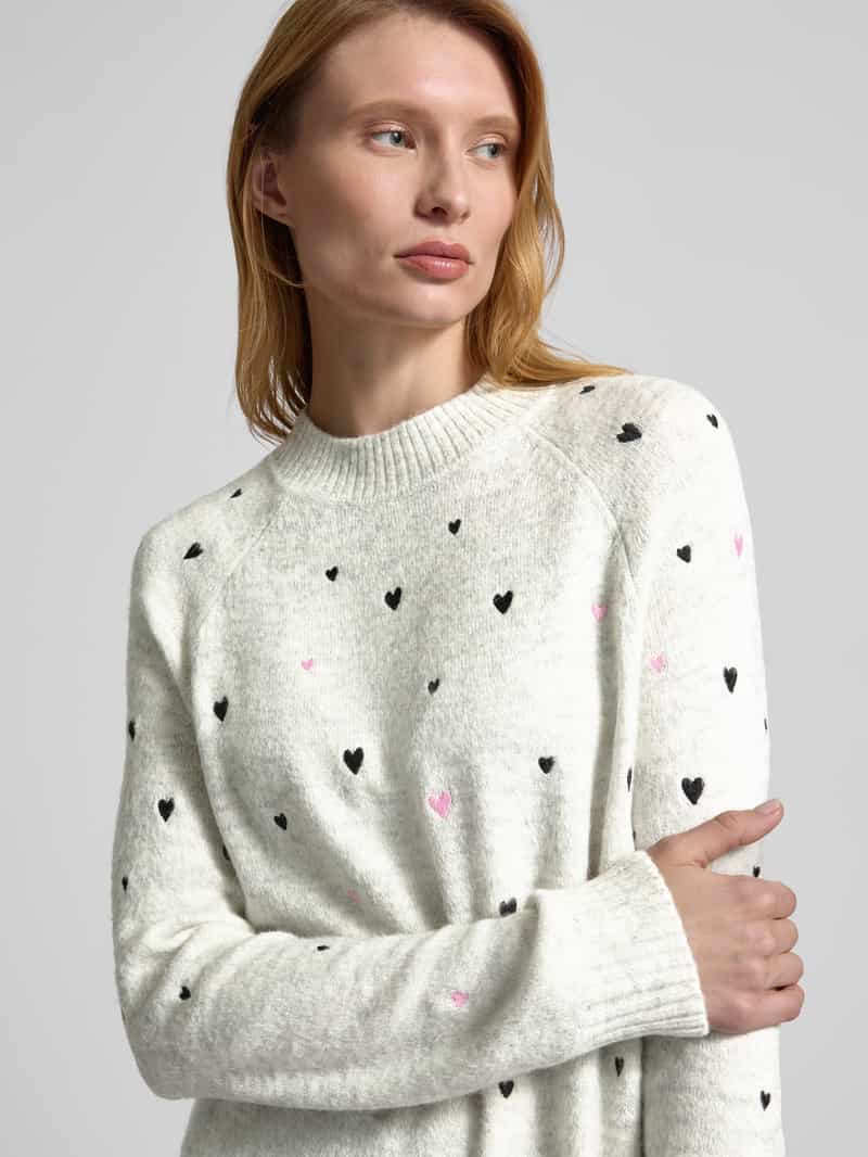 Tom Tailor Denim Regular fit gebreide jurk met geborduurde hartjes
