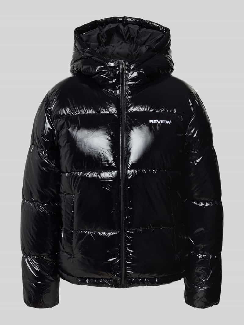 Review Gewatteerd jack met capuchon en labelstitching