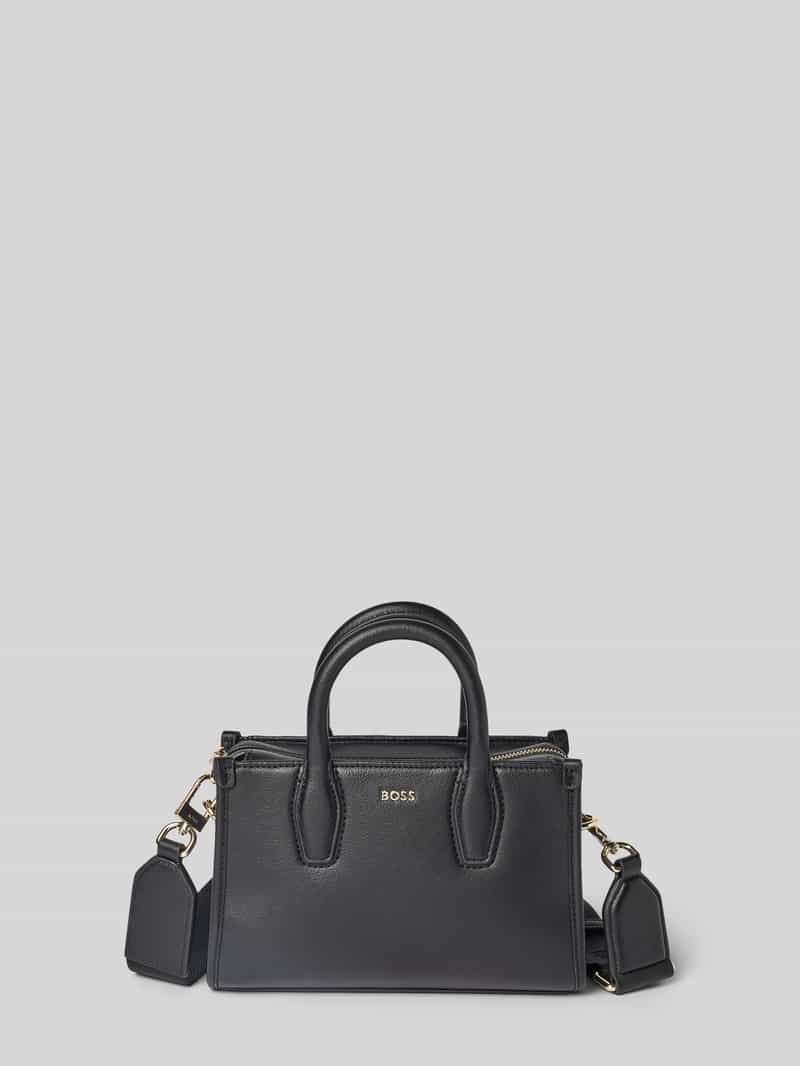 Boss Mini tote bag met labelapplicatie van metaal model 'SANDY'