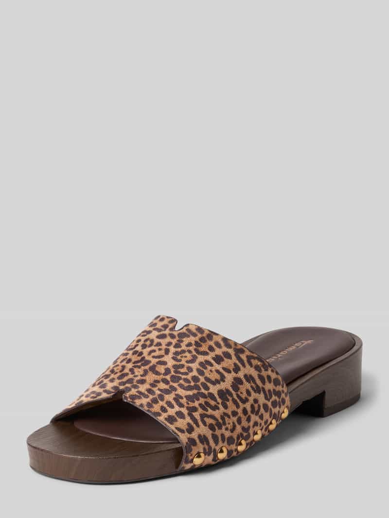 Slippers met binnenzool van leer