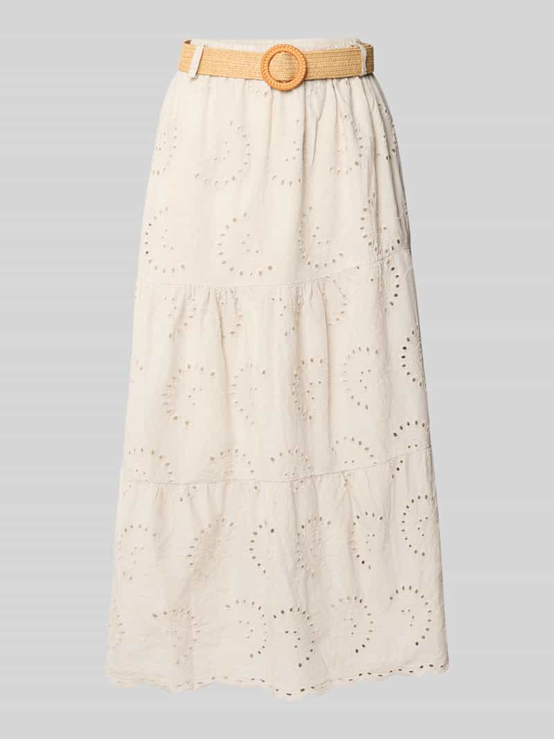 ZABAIONE Midirok met broderie anglaise en riem