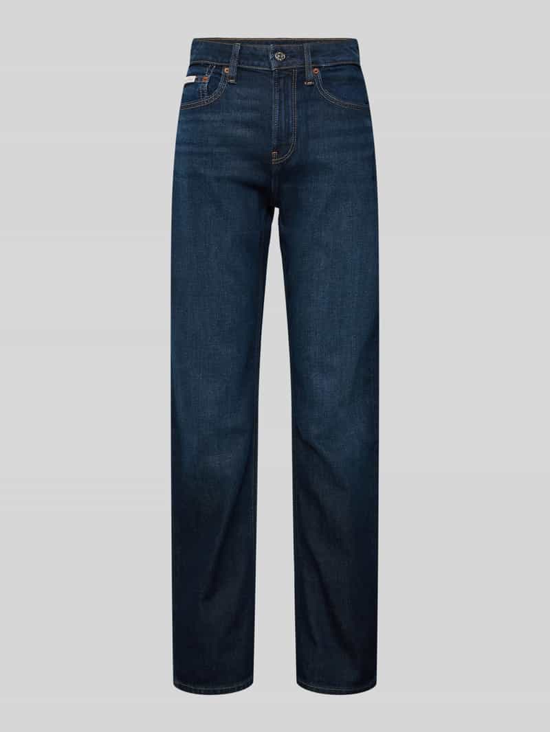 Calvin Klein Jeans High rise straight fit jeans met labeldetail