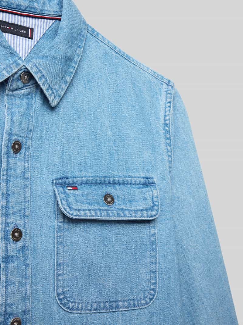 Tommy Hilfiger Teens Regular fit jeansoverhemd van puur katoen