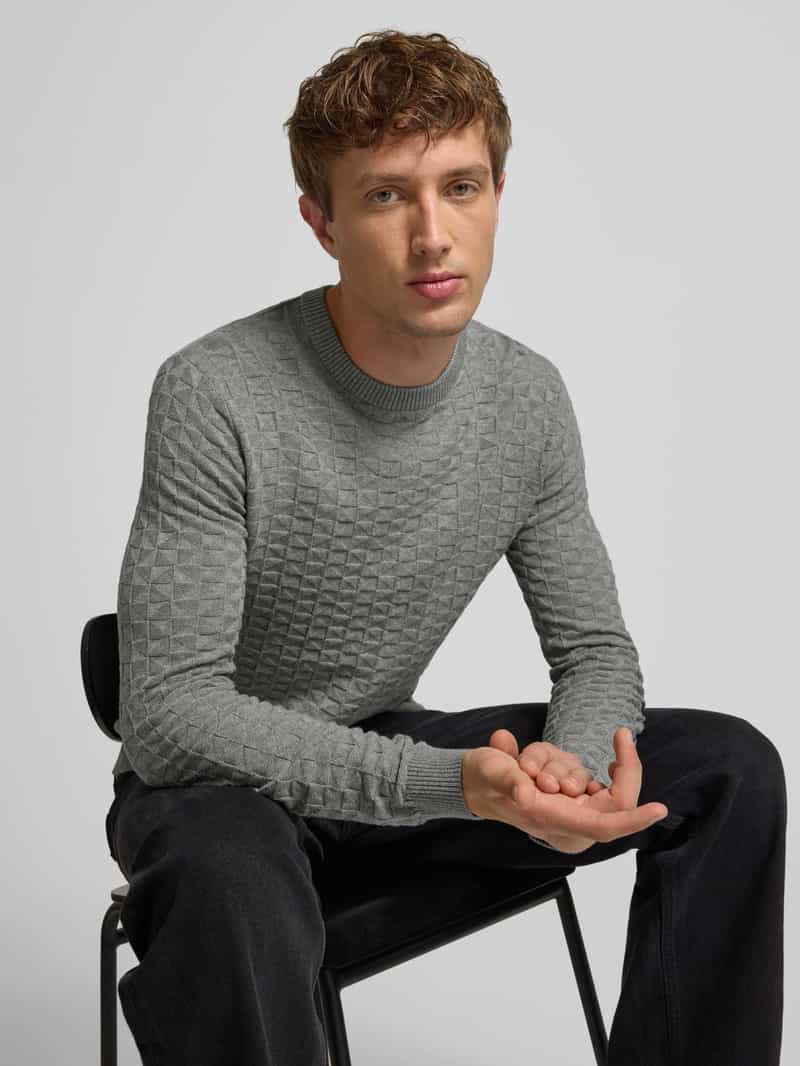 Only & Sons Regular fit gebreide pullover met structuurmotief model 'KALLE'
